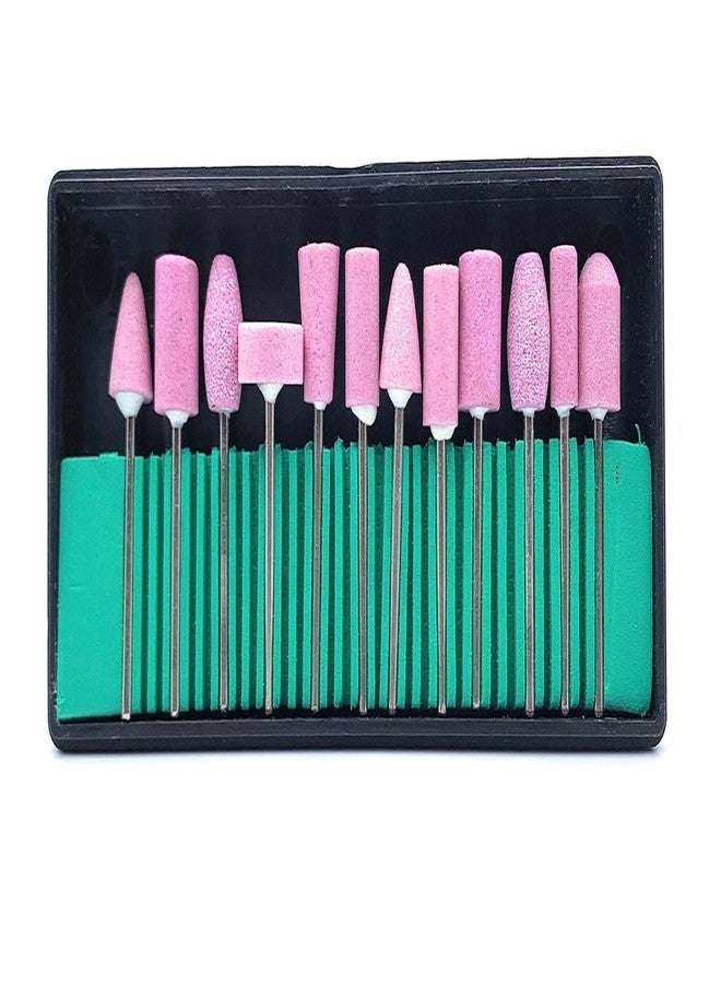 Aone Abrasive Mounted Stone Bur Set of 12 Mandrel 2.3mm for Grinding, Polishing, Carving & Sanding in Metal, Wax, Plastic, Ceramic, Clay, etc for Dental, Jewellery & Model Making, Hobby Crafts DIY - Image 1